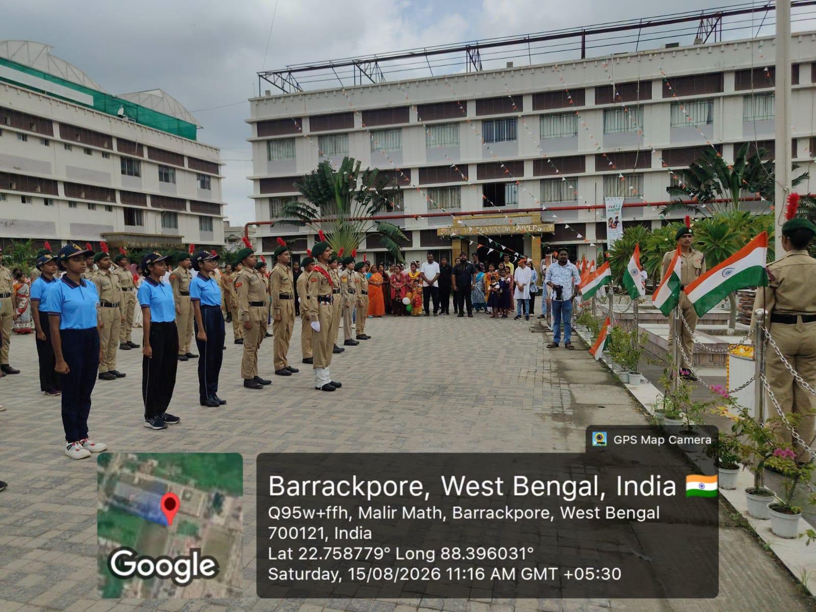 Swami Vivekananda University celebrated the 80th Independence Day on campus with patriotic fervour, featuring flag hoisting, NCC parade and cultural performances