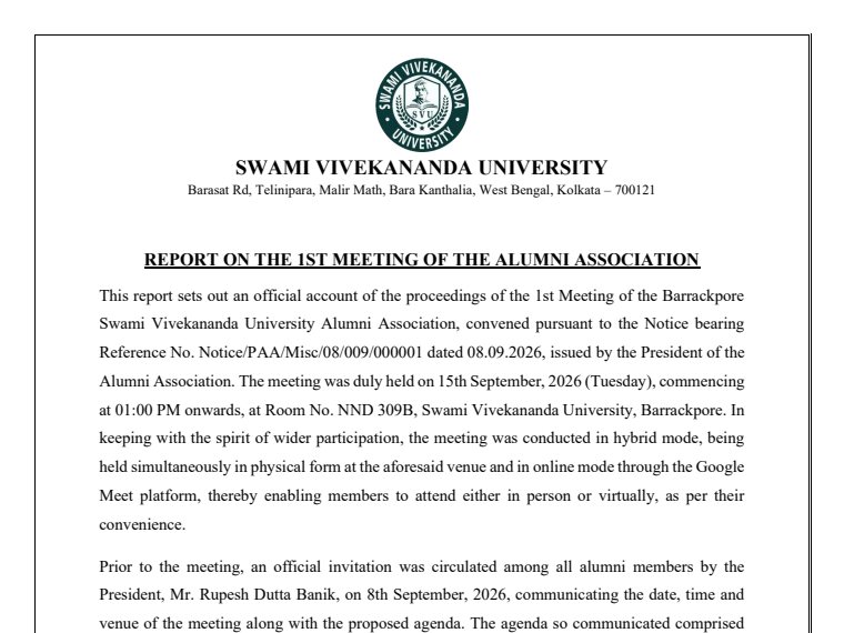 The first page of the report on the first meeting of the Association