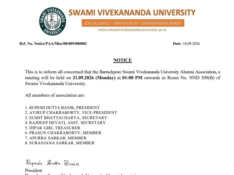 The notice of the second meeting of the Association, on the University's letterhead