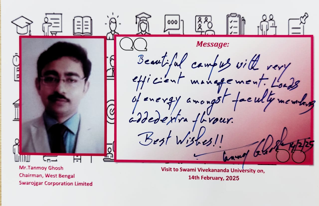 An appreciation received by Swami Vivekananda University