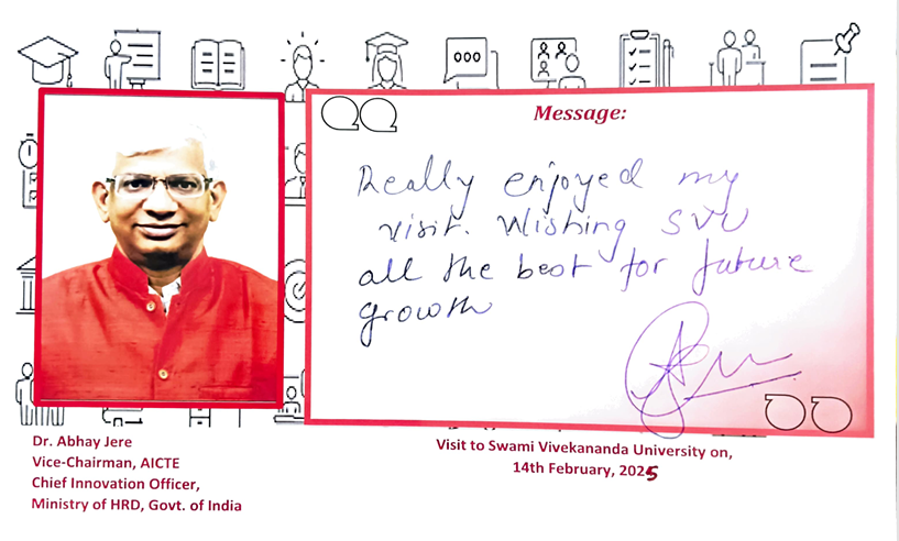 An appreciation received by Swami Vivekananda University