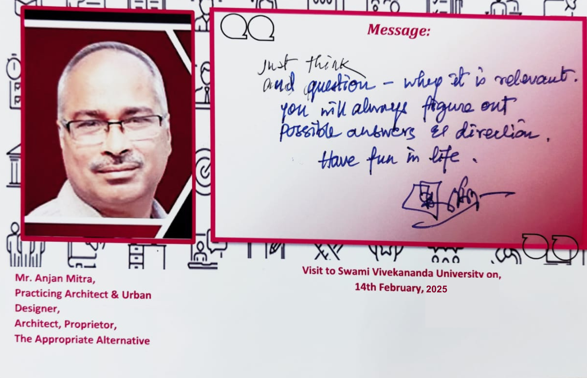 An appreciation received by Swami Vivekananda University