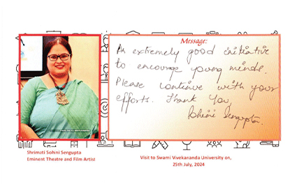 An appreciation received by Swami Vivekananda University