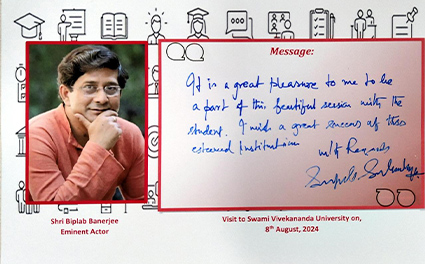 An appreciation received by Swami Vivekananda University