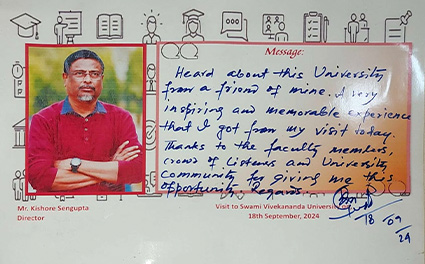 An appreciation received by Swami Vivekananda University
