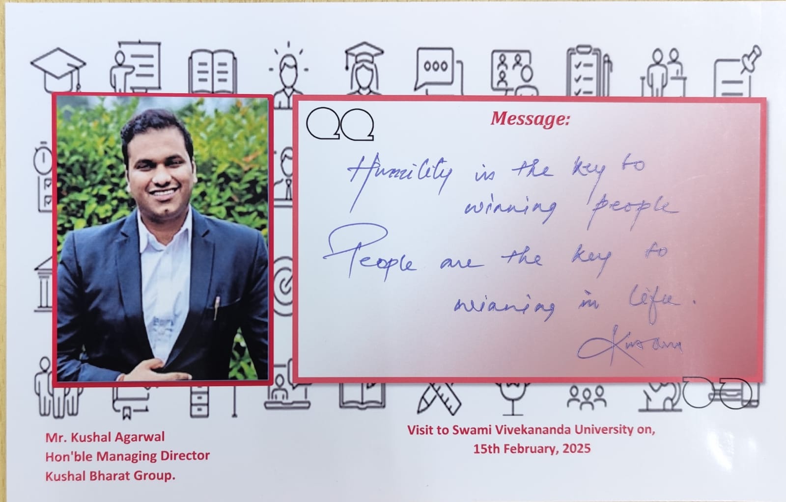 An appreciation received by Swami Vivekananda University