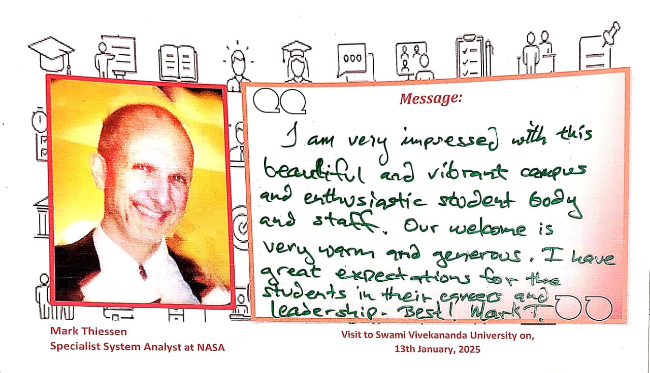 An appreciation received by Swami Vivekananda University