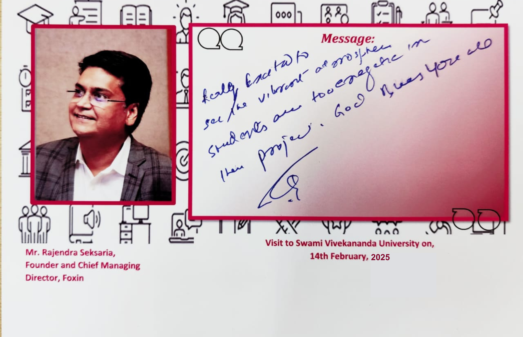 An appreciation received by Swami Vivekananda University