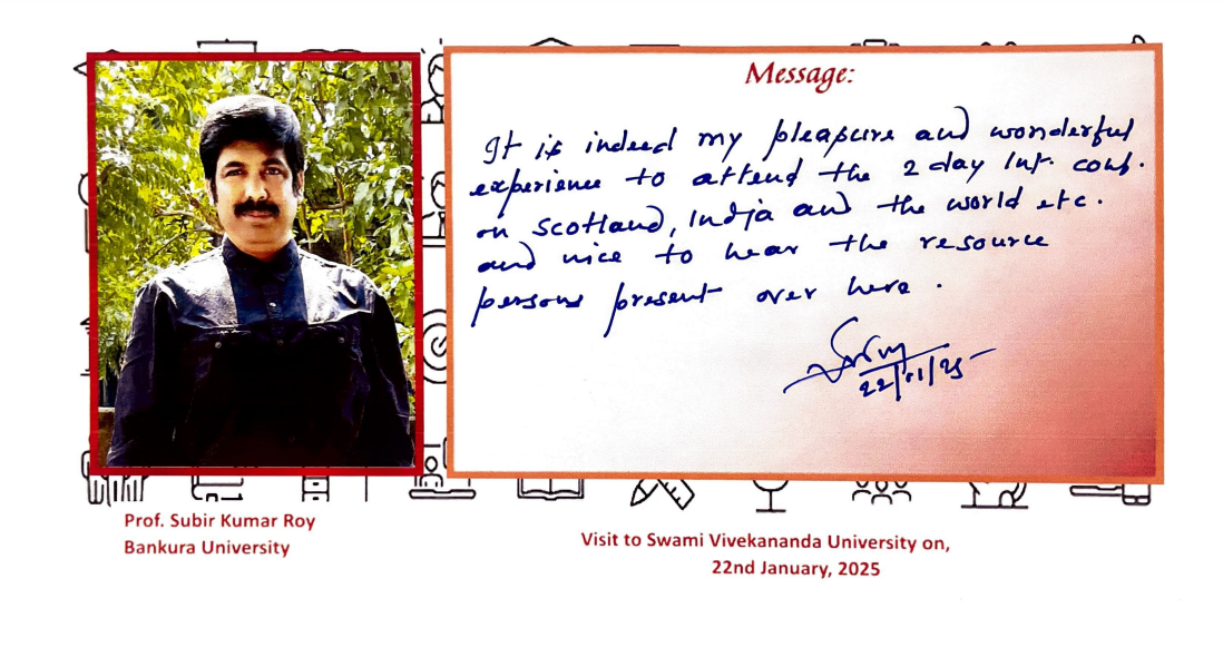 An appreciation received by Swami Vivekananda University