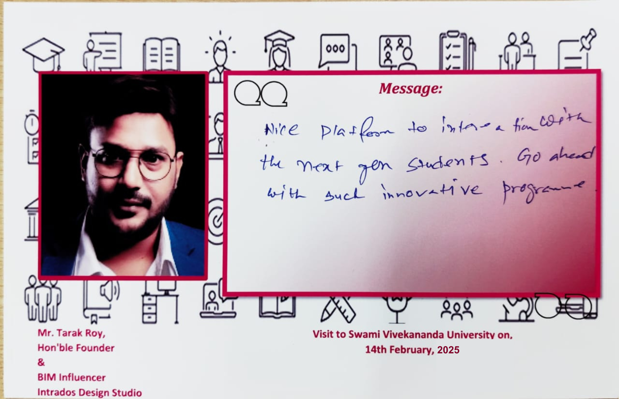 An appreciation received by Swami Vivekananda University