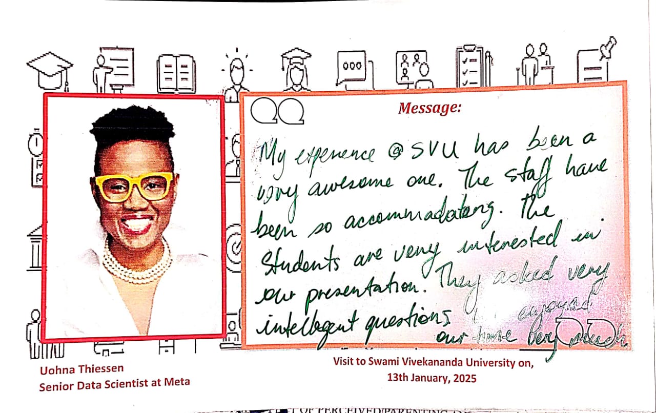 An appreciation received by Swami Vivekananda University