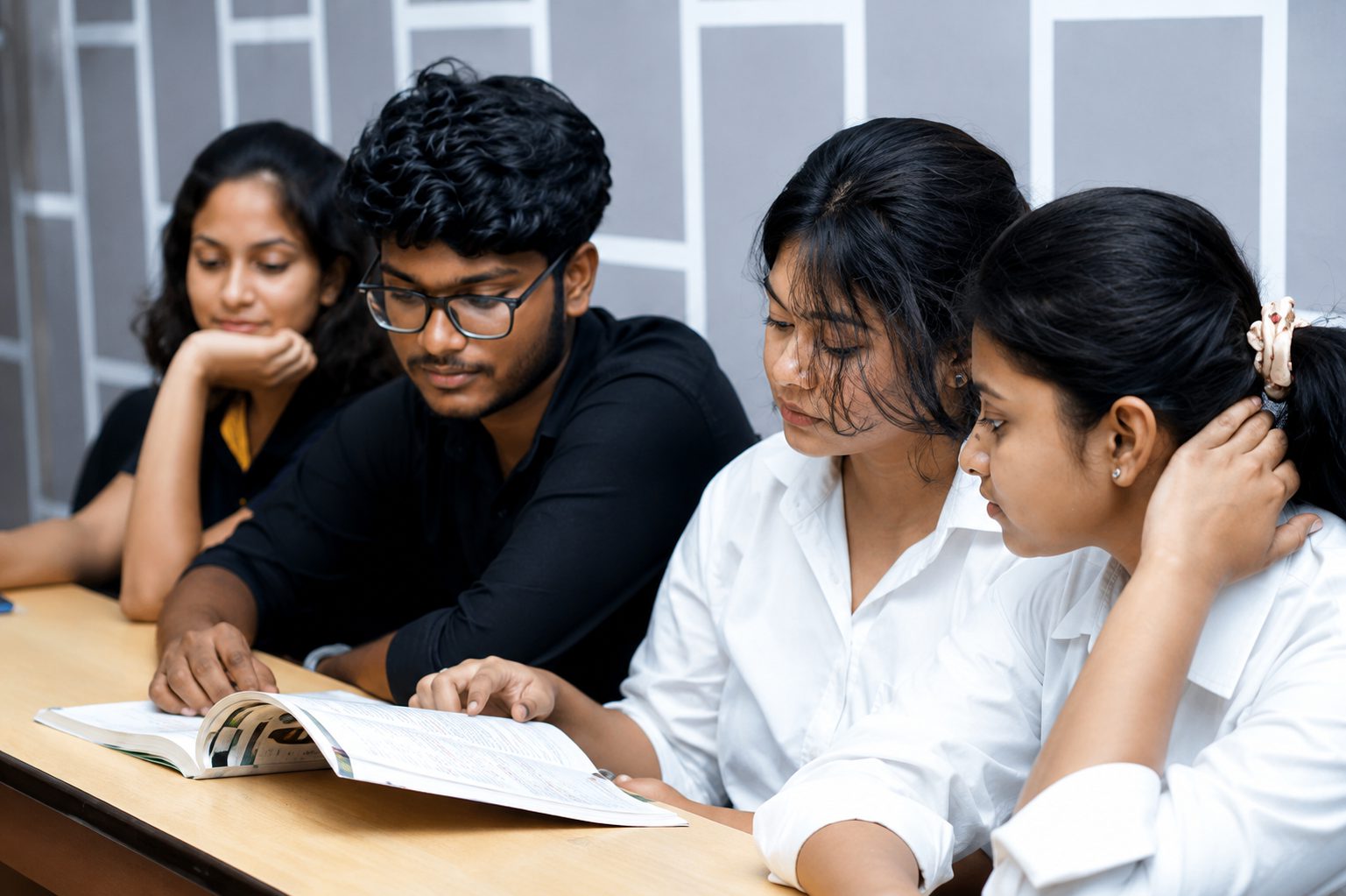 Students working through a text together