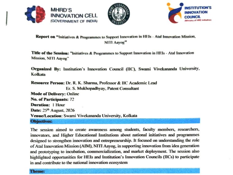 The cover of the Institution&rsquo;s Innovation Council report on Initiatives & Programmes to Support Innovation in HEIs — Atal Innovation Mission, NITI Aayog