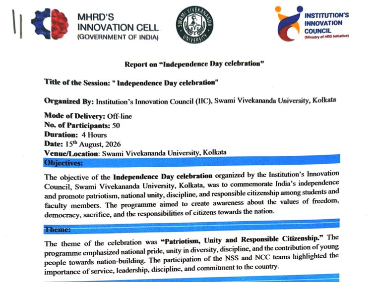 The cover of the Institution&rsquo;s Innovation Council report on Independence Day Celebration