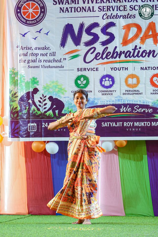 A student performing a classical dance at the celebration