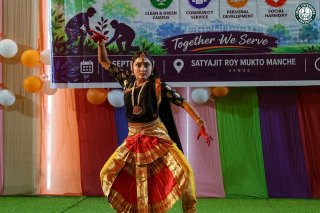 A student mid-performance on the NSS Day stage