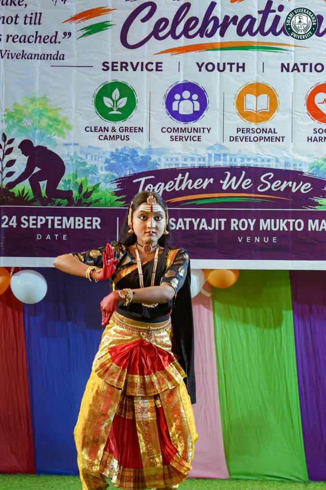 A student dancing at the NSS Day celebration