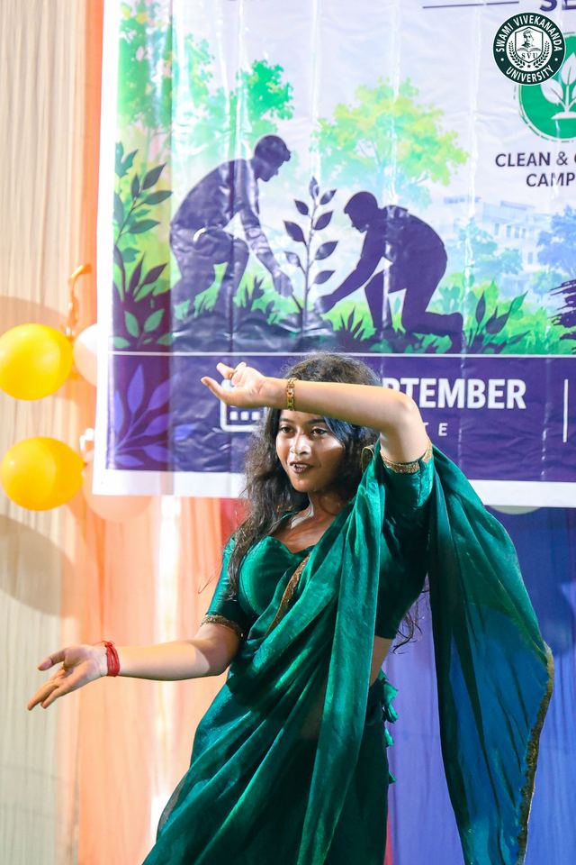 A student performing at the close of the NSS Day celebration