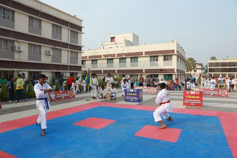 Cadets competing at the karate tournament on campus
