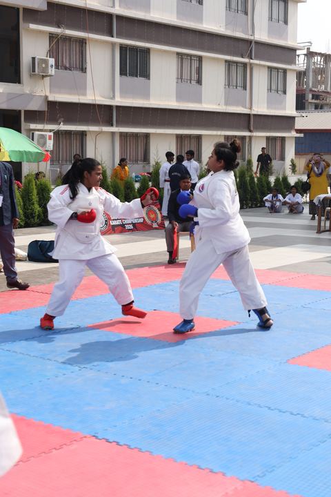 Cadets competing at the karate tournament on campus