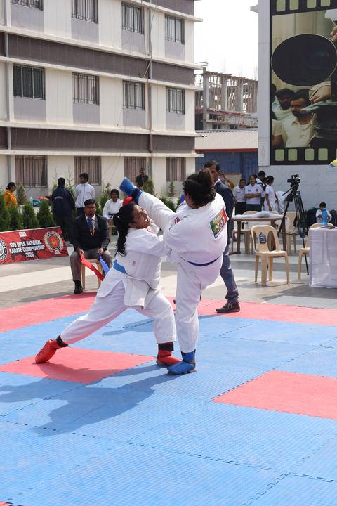Cadets competing at the karate tournament on campus