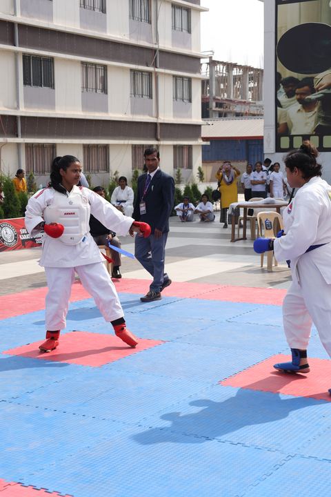 Cadets competing at the karate tournament on campus
