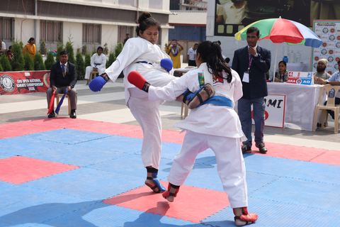 Cadets competing at the karate tournament on campus