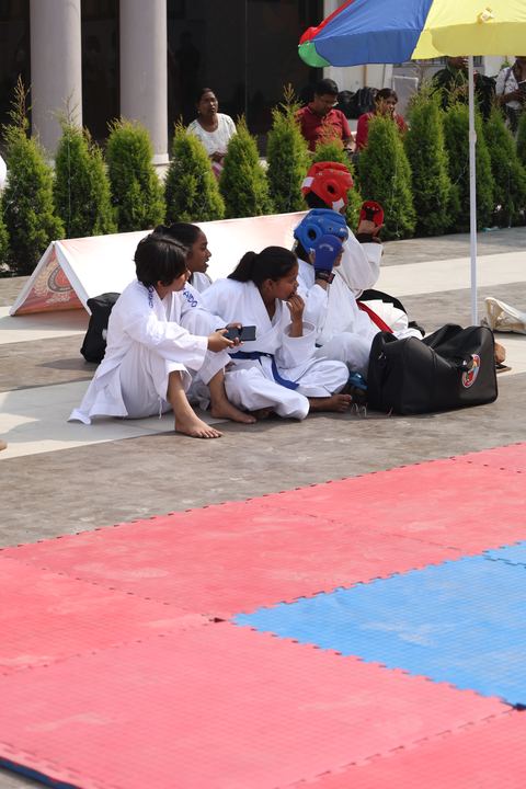 Cadets competing at the karate tournament on campus
