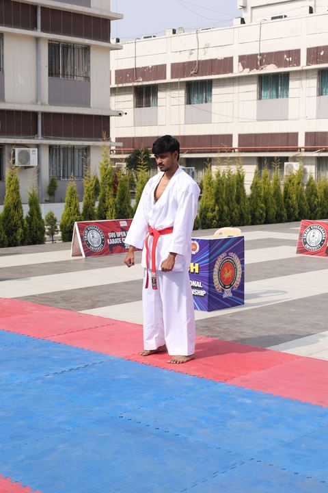 Cadets competing at the karate tournament on campus