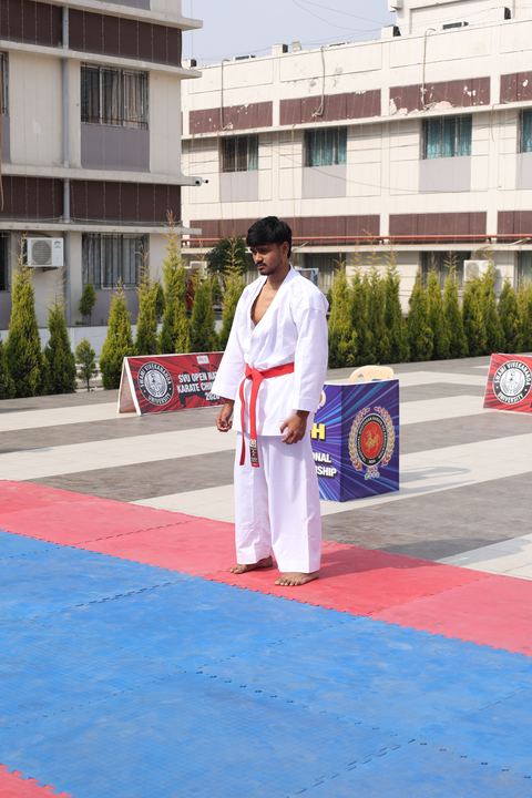 Cadets competing at the karate tournament on campus