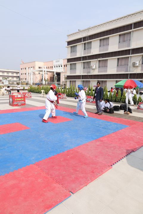 Cadets competing at the karate tournament on campus