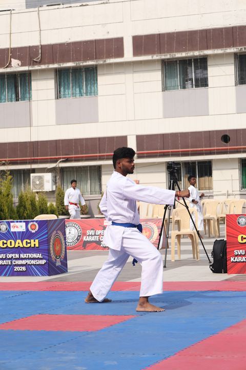 Cadets competing at the karate tournament on campus