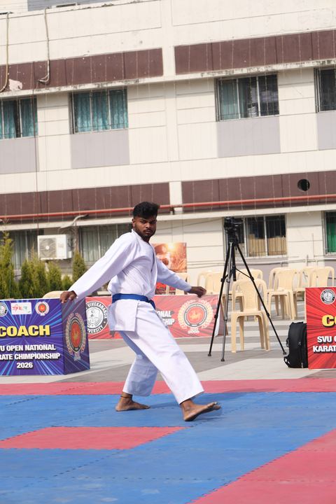 Cadets competing at the karate tournament on campus