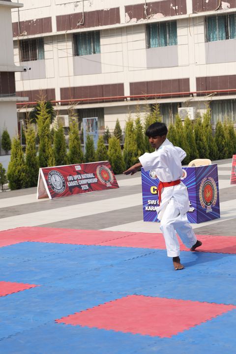 Cadets competing at the karate tournament on campus