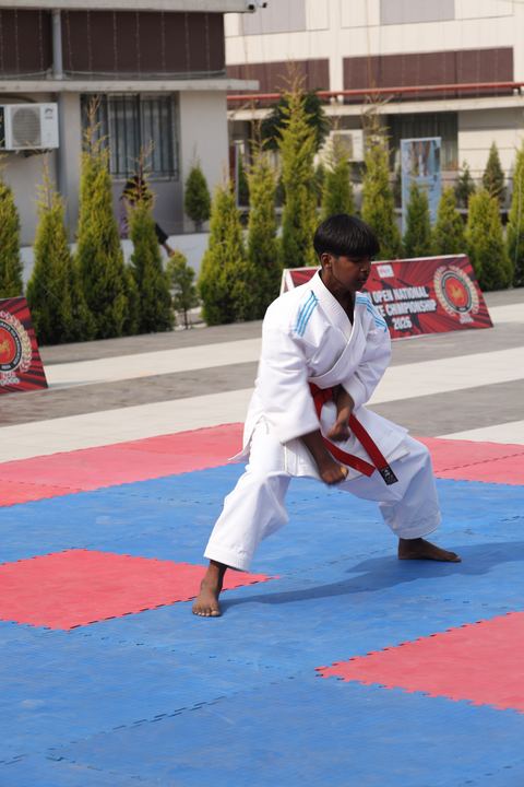 Cadets competing at the karate tournament on campus