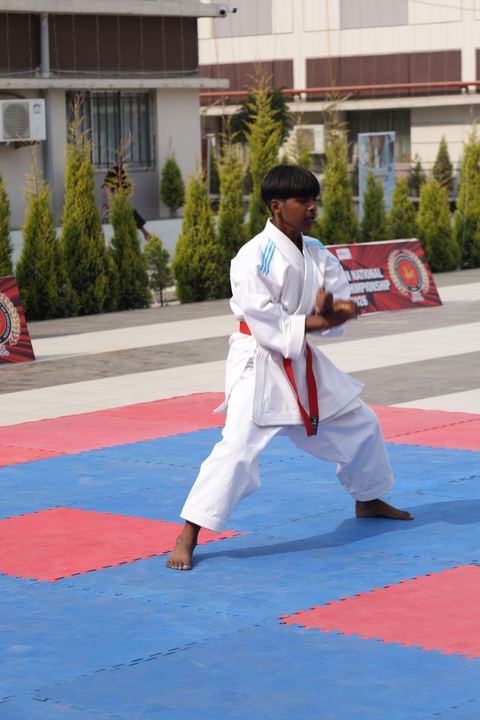 Cadets competing at the karate tournament on campus