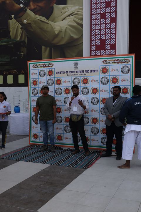 Cadets competing at the karate tournament on campus