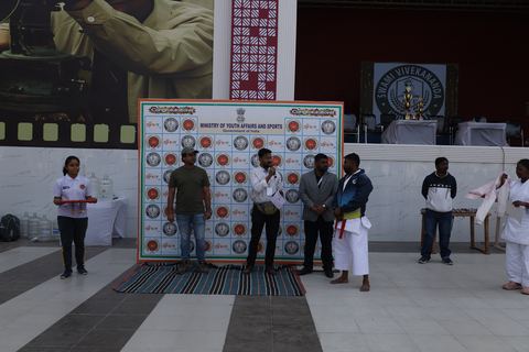 Cadets competing at the karate tournament on campus