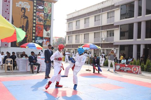 Cadets competing at the karate tournament on campus